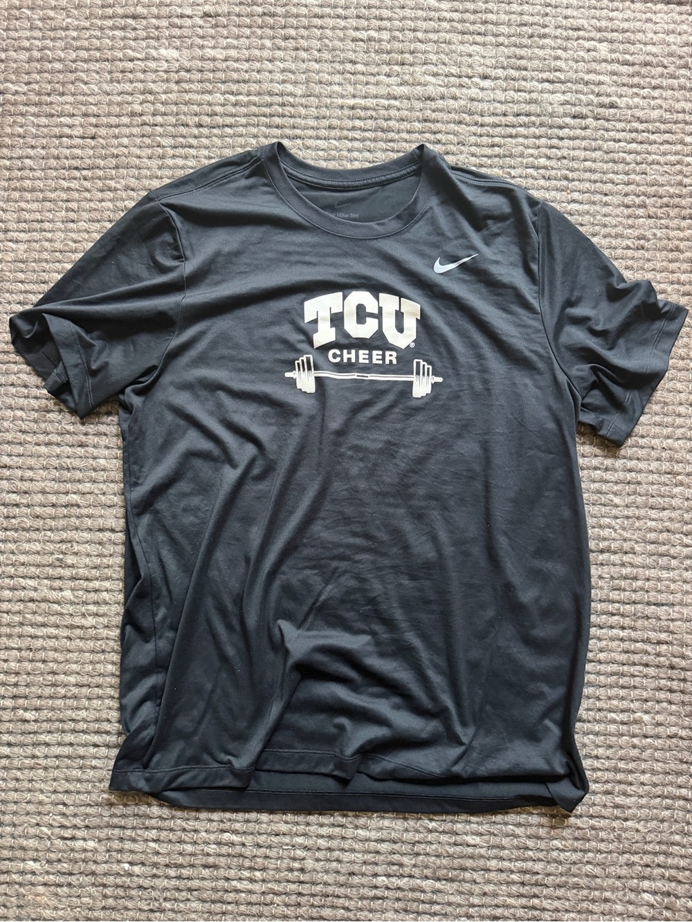 Nike Black TCU Cheer “WE RISE BY LIFTING OTHERS” Short Sleeve Performance Tee